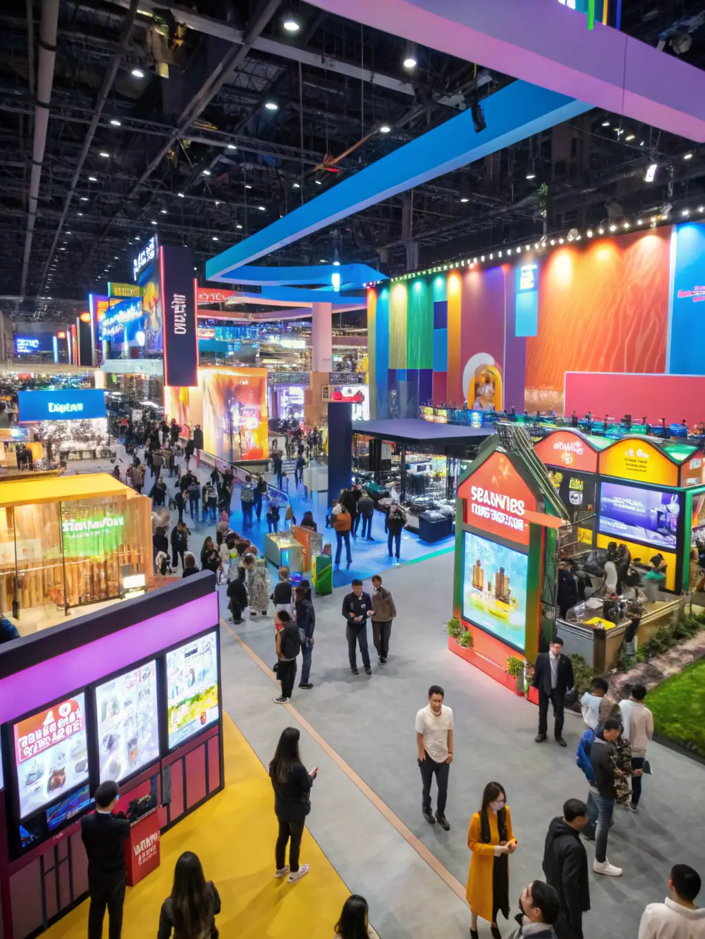 A vibrant online marketplace scene with diverse products and customers, symbolizing the growth and potential of E-commerce and Originals Group's investment in E-commerce platforms.